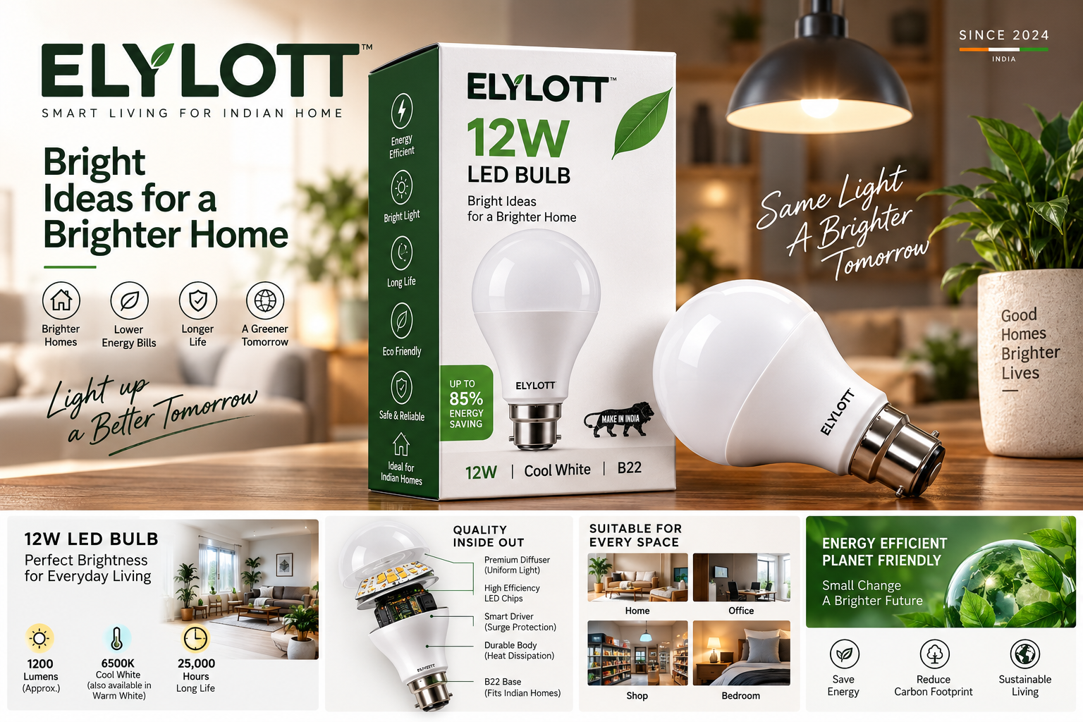 ELYLOTT 12W LED Bulb